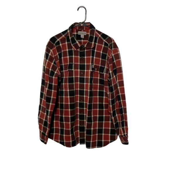 Carhartt Shirt Mens XL Red Black Plaid Flannel Original Fit Cotton Hubbard - Picture 1 of 8